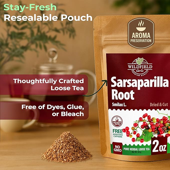 2 oz. Sarsaparilla Root Herbal Tea (Smilax Glabra) - 56g Sasperella Root Herb Raíz De Zarzaparella