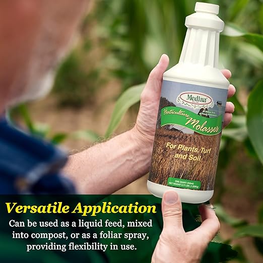 Medina Horticultural Molasses - Nutrient-Rich Plant Juice & Molasses Gallon Blend for Lush Garden Growth, Ideal for All Plants and Lawns, 1 Quart