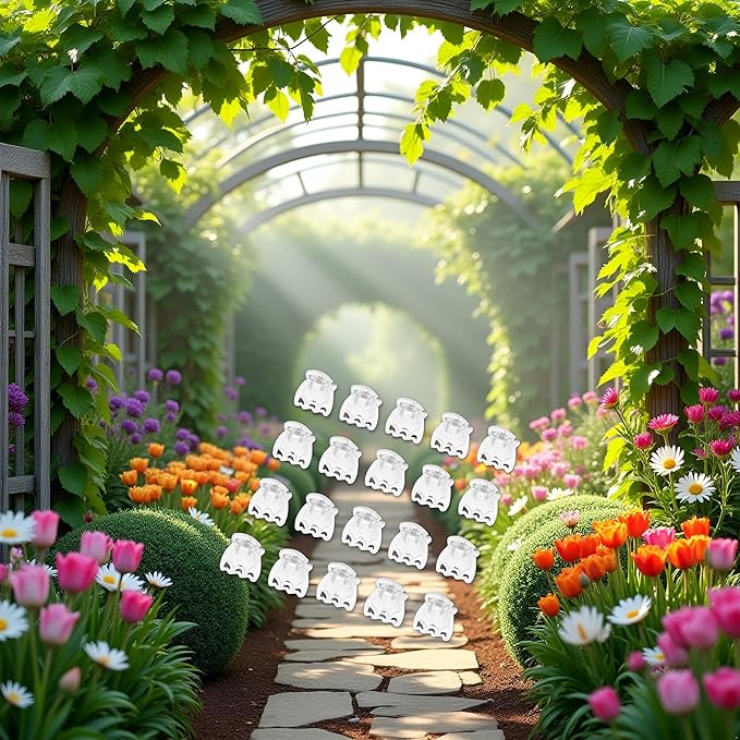 50 Pcs Plant Orchid Clips Flowers Support Clear Fixer for Garden Vine Stem Plants Climbing Clasp Transparent 6 Claws Orchid Clips Plastic Butterfly Plant Support Structures,Plant Support Garden Stakes