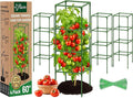 Riare 4 Pack Square Tomato Cages for Garden Plant Support- Up to 60 Inch Tomato Cage Garden Stakes Tomato Trellis for Potted Plants Raised Garden Bed Climbing Vegetables Flowers Outdoor Indoor