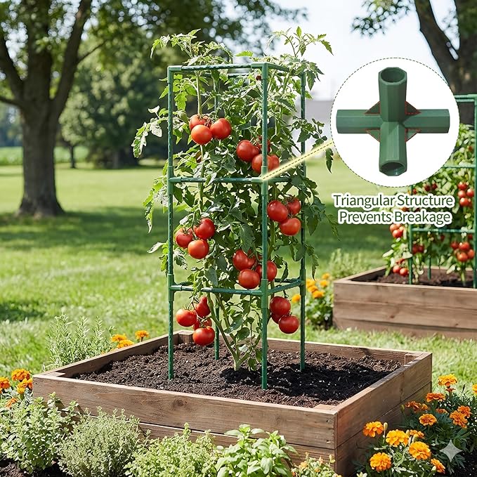 2 Pack Tomato Cages for Garden, 43.3 Inch Tall Tomato Trellis Plant Support, Adjustable Garden Trellis for Climbing Vegetables, Plants, Flowers and Fruits(14.5" x 14.5")