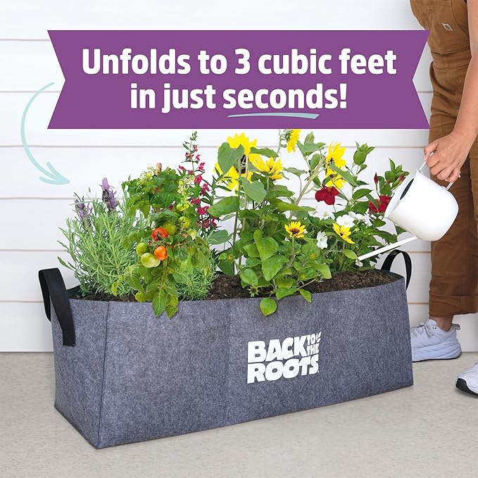 Back to the Roots Breathable Raised Bed (Provides More Oxygen to Roots), 3 Cu. Ft., No Assembly Needed, Reusable & Weatherproof