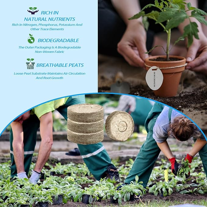 255Pcs 40mm Peat Pellet Fiber Soil Plant Seed Starters, Compressed Nutrient Seedling Pods Plugs, Fertilizer Block