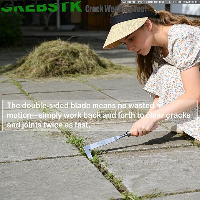 GREBSTK Crack Weeder Crevice Weeding Tool Manual Weeder Beech Handle Lawn Yard Gardening Tool