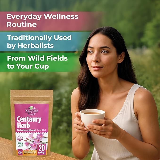 20 Bags Dried Centaury Herb Tea (Centaurii Herba) - 20 Count Centaurium Erythraea Herbal Tea