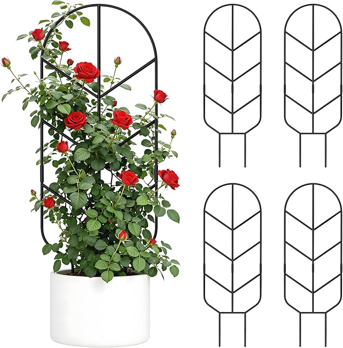 4 Pack 30'' Large Metal Plant Trellis for Climbing Plants, Tall Plant Support for Indoor & Outdoor Use, Modern Decorative Trellis for Potted Plants (4 Pack)