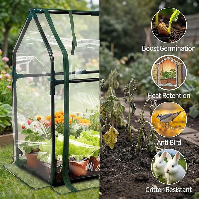 Mini Greenhouse 36"×18"×33" Small Greenhouse Seed Starting Waterproof Floor Mat Portable Greenhouse Patio Balcony and Garage Indoor & Outdoor