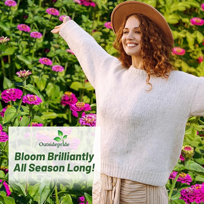 Outsidepride Purple Lilliput Zinnia Seeds - 1000 Pieces Annual, Drought Tolerant Flower Seeds for Planting Outdoors w/Pom-Pom-Like Compact Double Blooms for Borders & Containers, Pollinator Friendly