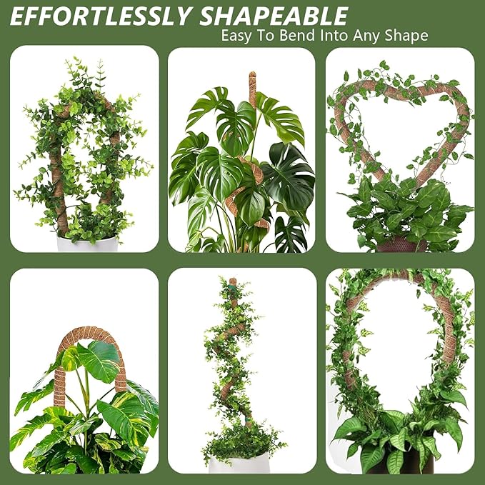 28 "& 47" Bendable Moss Pole,Monstera Plant Support,Plant Stakes for Indoor Plants,Plant Sticks for Indoor Outdoor Climbing Plants | Support for Potted Plants Like Pothos, Philodendrons