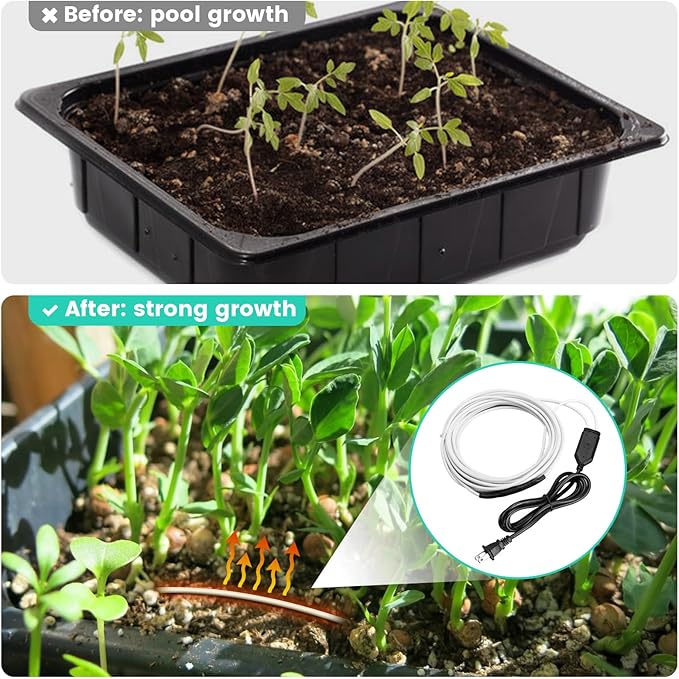 Soil Heating Cable, 26 ft Electric Warming Cable for Garden, Cold Frame, Keep Soil Warm, Easy to Store