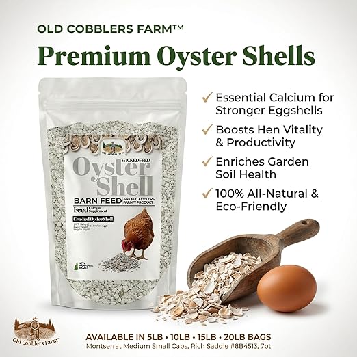 Organic Oyster Shell Calcium Supplement - Crushed Shells for Plants, Chickens, and Compost - Natural Fertilizer Boost for Healthy Gardens 20lbs. by Old Cobblers Farm (20 lbs)