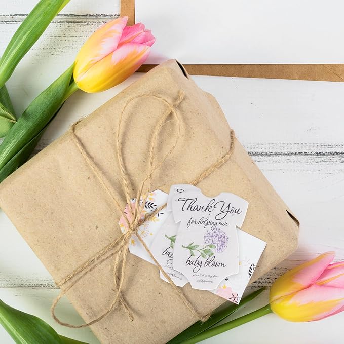 Seed Bloom Onesie Seed Paper – 15 Hydrangea Shower Favors for Guests with Wildflower Seeds, Writable & Plantable, Shower Favor Gifts for Guest