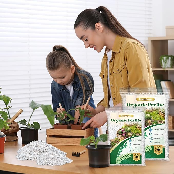 Organic Perlite for Plants,2 Quart Premium Horticultural Perlite for Indoor and Outdoor Plants,Enhance the Ventilation and Drainage of the Soil,Optimal for Potting Mixes