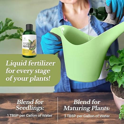 LEAVES AND SOUL Professional Liquid Corn Fertilizer | 5-1-5 Concentrate, Liquid Plant Fertilizer for Garden, Healthy Produce, Good Harvest, Multi-Purpose Blend & Gardening Supplies | 8 oz