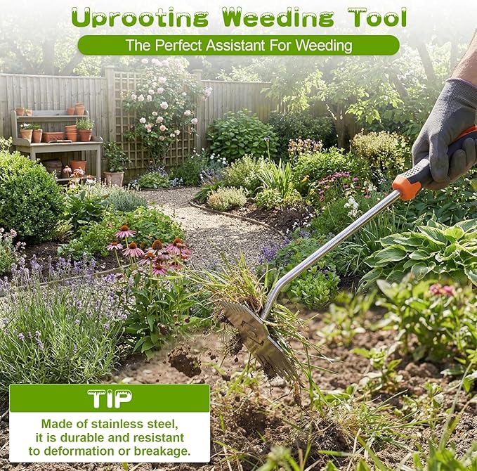 Garden Weed Tool,2026 Portable Weeding Tool,Stainless Steel Hand Weeder Tool,Adopt Anti slip Rubber handle,conforms to ergonomic curves,Suitable For Vegetable Cultivation And Horticulture on Farms