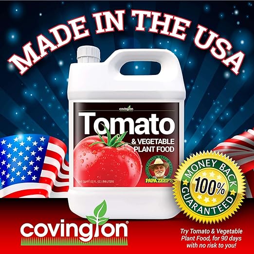 Covington Organic Liquid Tomato & Vegetable Fertilizer (32oz) – Easy-to-Use Water-Soluble Plant Food for Tomatoes, Peppers, and Edibles – Natural Garden Nutrients