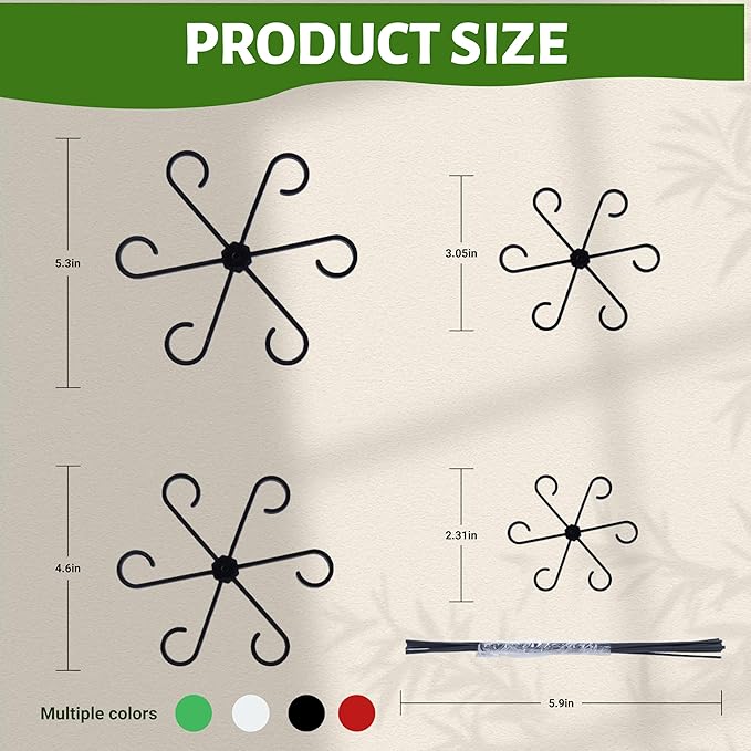 8/16/32PCS Plant Stem Support,4 Sizes Set,Plastic Stems Holder for Indoor Plants, Reusable Stem stabilizer,Keeps Potted Houseplants Growing Straight (32, Black)