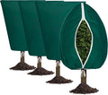Plant Covers Freeze Protection, 4 Pack Frost Cloth with Zipper Drawstring 47’’×71’’, Reusable Outdoor Protection Jacket for Shrub Tree Potted Plants Winter Cold Weather(Green)