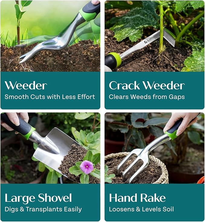 Heavy Duty Gardening Tools with Potting Mat- Gardening Gifts for Women, Men, Mom, Dad - Durable, Ergonomic Garden Tools Set