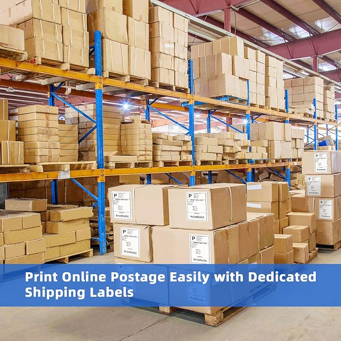 Printholic 1000 Half Sheet Self Adhesive Shipping Labels for Laser & Inkjet Printers - 500 Sheets, 2 per Page Shipping Labels, 8.5" x 5.5" Half Sheet Labels