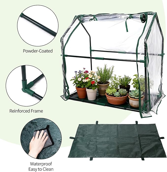 Mini Greenhouse 36"×18"×33" Small Greenhouse Seed Starting Waterproof Floor Mat Portable Greenhouse Patio Balcony and Garage Indoor & Outdoor