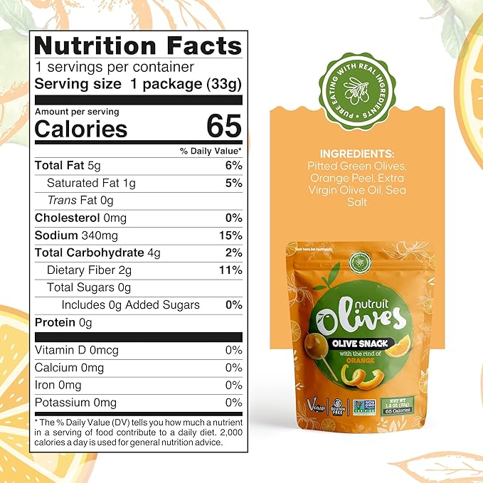 Nutruit Olives Snacks - Pitted Olives (Variety Box) - Fresh Harvest Aegean Green Olives - Vegan, Non-GMO, Gluten Free, Kosher, Paleo, Sugar Free - Premium Packs with Wooden Stick - 1.2oz (Pack of 20)