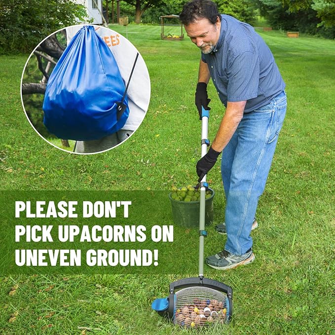 Zozen Nut Gatherer, Acorn Picker Upper, Pecan Picker Upper - Side Opening Dump, Apply to Acorns, Pecans, Buckeyes, Hickory Nuts, Nerf Balls, Golf Balls, Objects Size 3/8'' to 1''; 1 Gallon