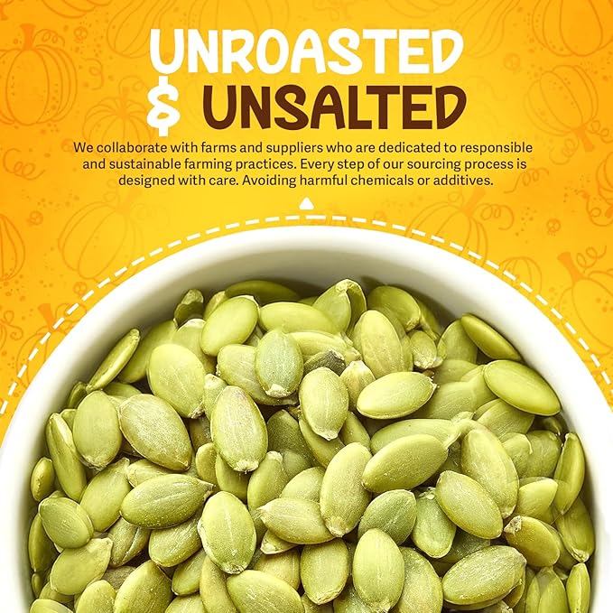 Sunbest Natural Raw Pumpkin Seeds, 5 lbs – Unsalted & Shelled – Bulk Bag, Whole Pepitas, Pumpkin Seeds to Eat – For Snacking, Baking & Topping – Rich in Essential Fatty Acids, Iron & Protein (80 oz)