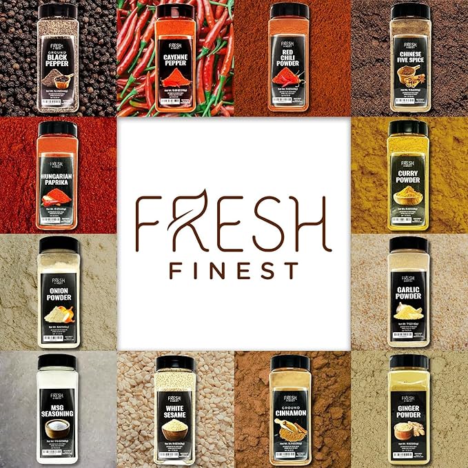 Fresh Finest Premium Garlic Powder - 14.1oz Bottle - 100% Pure, Non-GMO, Gluten-Free, Ground Garlic Spice for Cooking