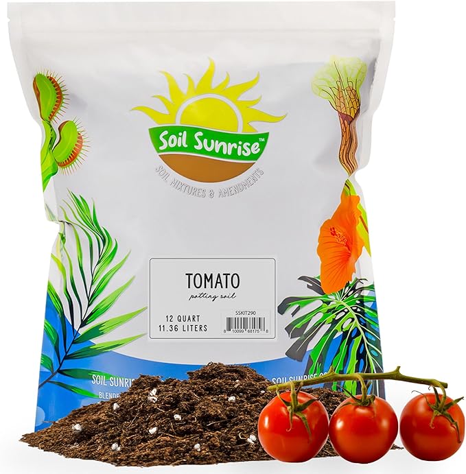 Soil Sunrise All Natural Tomato Starter/Potting Mix (12 Quarts) Perfect Backfill for Outdoor Tomato Plant Holes, Hand Blended with Natural Ingredients Including Worm Castings