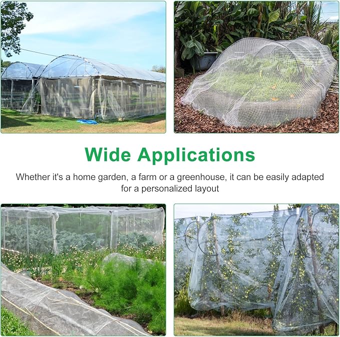 Garden Netting Pest Barrier, 10 X 50FT Insect Netting for Garden Raised Beds, Garden Bug Netting Plant Mesh for Blueberry Bushes, Figs, Plants, Vegetables Protection