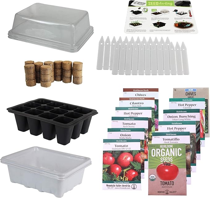 Mexican Salsa & Hot Sauce Making Kit | Deluxe | 12 Non-GMO Seed Varieties | Mexican Seeds for Salsa, Pico De Gallo, Hot Sauce | Includes Chili Peppers, Tomato, Onion, Garlic Chives, Tomatillo, More