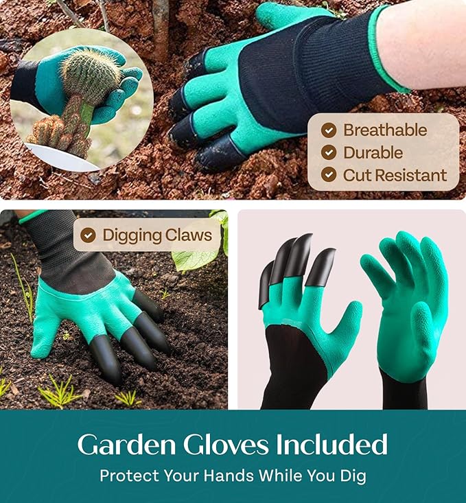 Heavy Duty Garden Tools Floral Set - Rust Proof, Non-Slip, Durable Gardening Supplies - Ergonomic Hand Tools - Ideal Gardening Gifts for Women, Men Mom, Dad
