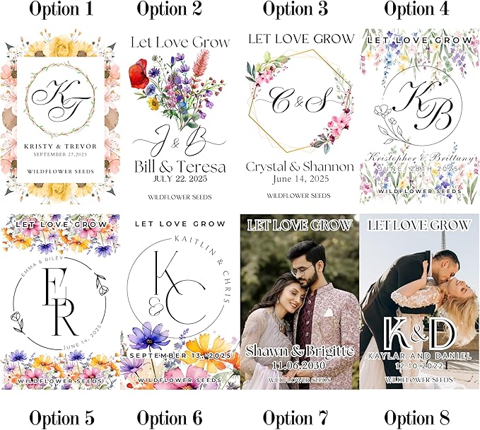 Custom Seed Packets Bulk Prefilled With Wildflower Seeds Wedding Party Favors Personalized for Bridal Shower Guest Wedding Baby Business Logo