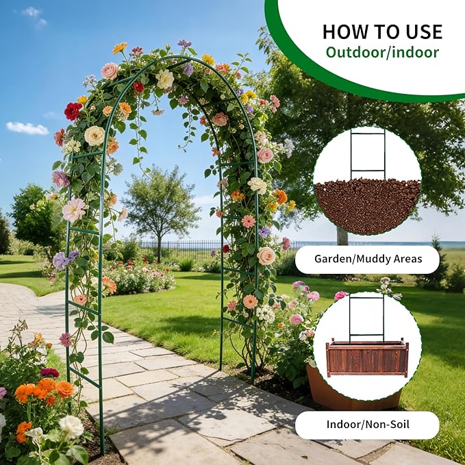 100% Metal Garden Arch Trellis for Climbing Plants Outdoor, Assemble Freely 2 Sizes,Pumpkin Archway Outdoor Garden Arbors and Arches for Wedding Party Decoration