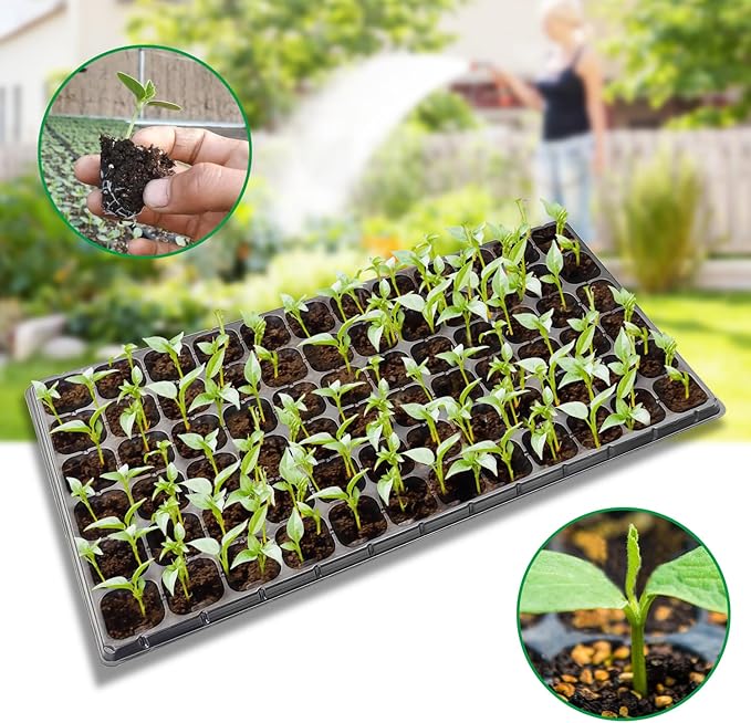 RooTrimmer 72 Cell Seed Trays, Thick Durable 72 Cell Plug Tray Seedling Plastic Nursery Tray for 1020 Flat Germination (10-Pack, 21"×11", 1.81" Height, Low)