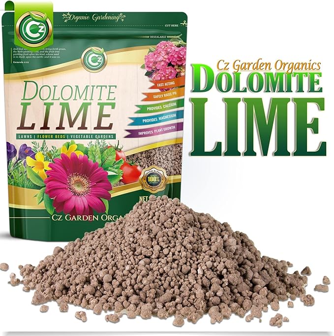 Organic Dolomite Lime - Made in USA - Garden Soil Amendment Fertilizer for Lawns, Plants & Flowers. Calcium/Magnesium Additive. Safely Stabilize pH. Cures Blossom End Rot in Tomatoes. OMRI Listed