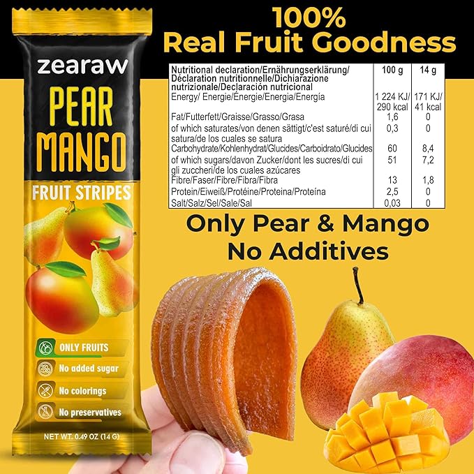 ZEARAW Healthy Fruit Snacks for Adults and Kids – 30 Fruit Leather with Dried Black Currant, Pear-Mango, Apple-Raspberry – Vegan Low-Carb Variety Pack Strips for Kids – Sugar Free Bars