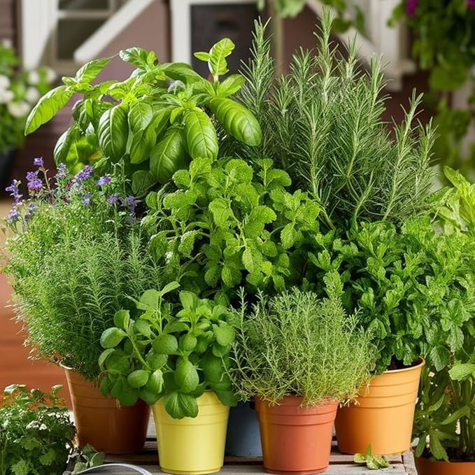 Set 3 Assorted Herb Plants, 3 to 6 Inch Tall Mixed Herb Starter Plants, Oregano, Rosemary, Lemon Balm, Lavender, Mint and Other Varieties, Without Pot, Fragrant Herbs Plant for Garden