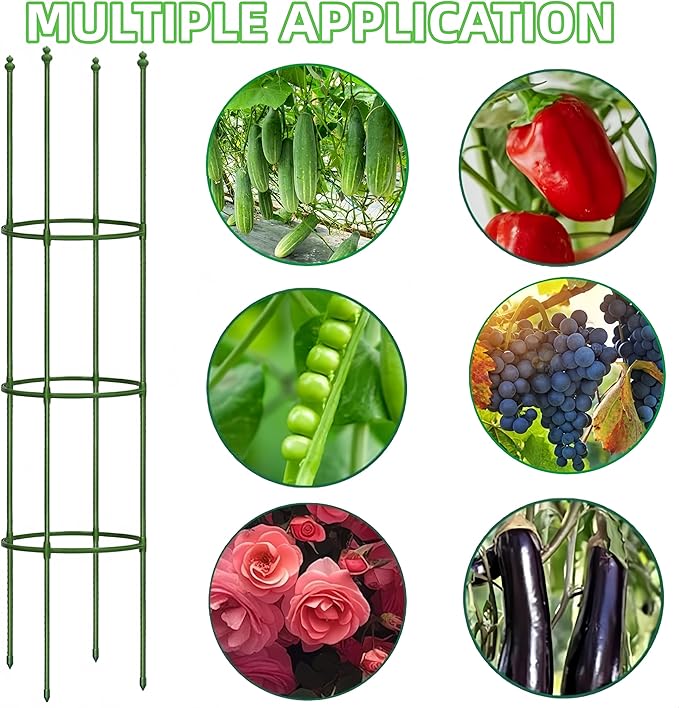 2 Pack Heavy Duty Tomato Cages for Garden, 59 Inch Tall Adjustable Metal Tomato Plant Support for Pots, Round Trellis for Climbing Plants Outdoor, Vegetable, Cucumber, Beans
