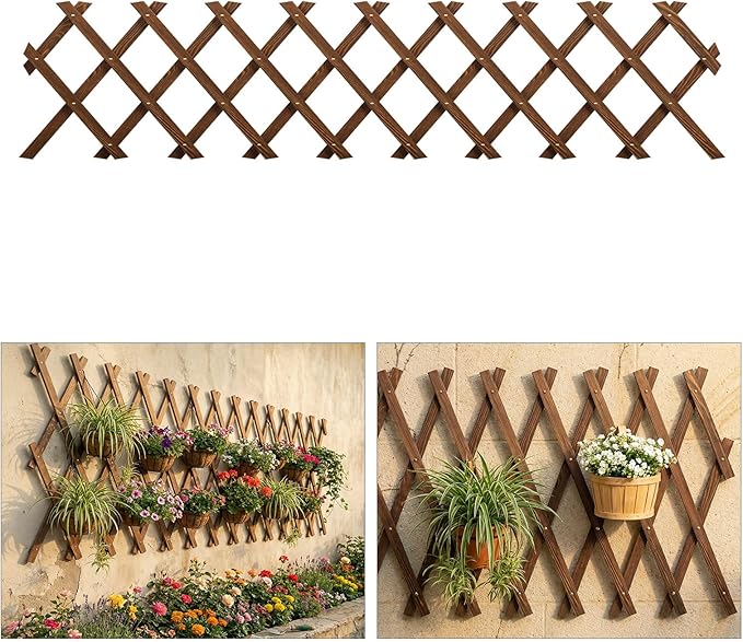 Expandable Garden Trellis, 13.2" x 63" Trellis for Climbing Plants Outdoor, Wooden Lattice Fence Wall Panel Lattice Panels for Outside, for Climbing Plants Vine Ivy Rose Cucumbers Clematis