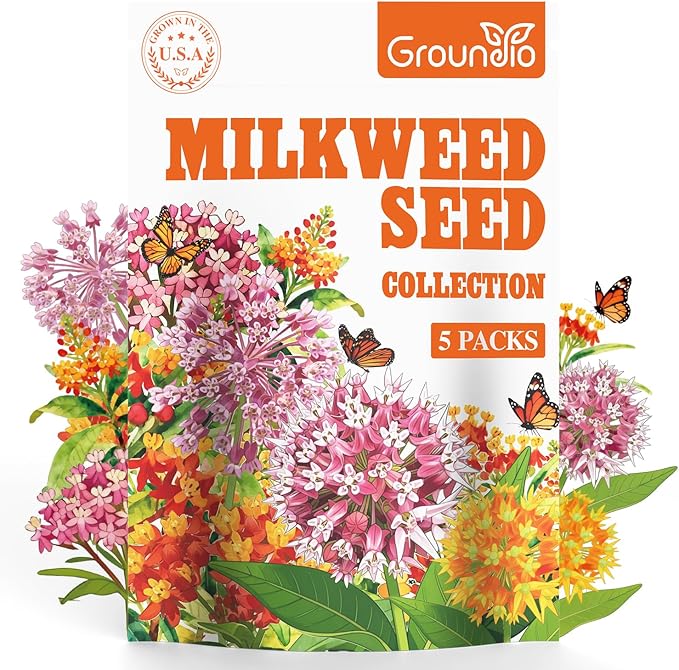Milkweed Seeds for Planting to Attract Monarch Butterflies - 5 Individual Pack for Tropical, Butterfly, Common, Showy, Pink Swamp Non-GMO Milkweed Seed