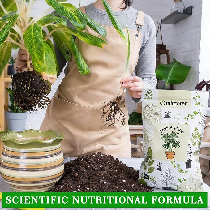 Premium Tropical Potting Mix with Perlite 1qt- Natural Organic Potting Soil for Superior Drainage & Breathability