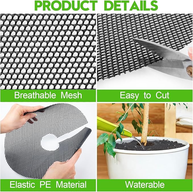 4 Pack Plant Pot Grids - 15.7 Inch Cuttable Soil Cover Protector from Cats, Animals Digging Stopper, Indoor Plant Pot Soil Guard for Outdoor Garden Balcony
