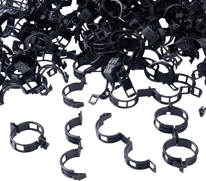 200Pcs Garden Vine Plant Support Clips,Plastic Fixing Clips for Securing and Training Climbing Plants,Tomatoes,Grapes,Vine Vegetables and Potted Plant (200, Black)