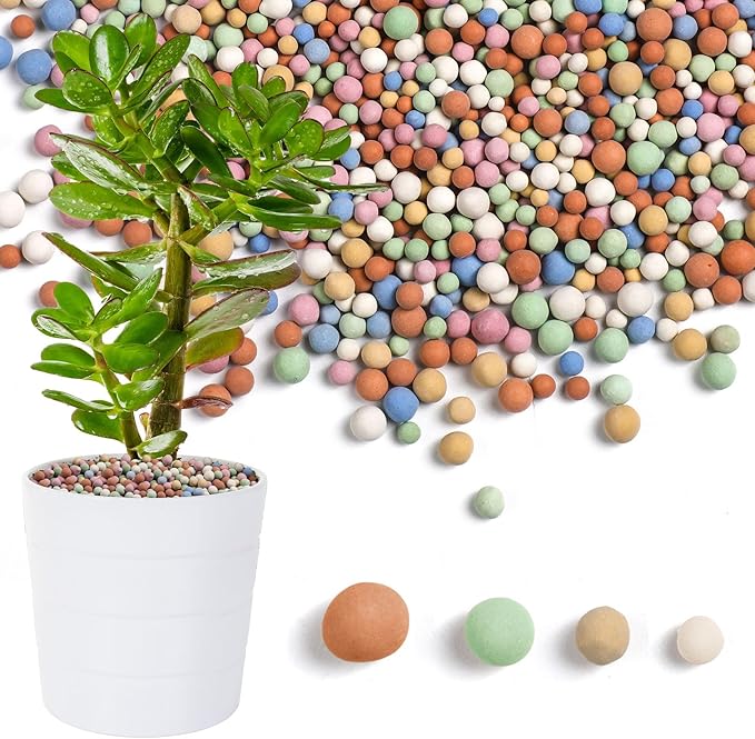 5.5 LBS Leca Clay Pebbles for Plants, Expanded Clay Balls Multi Color, Lightweight Hydroponics Growing Media for Succulents Orchids Aquaponics Drainage Potting Mix Decoration(3-10 mm)