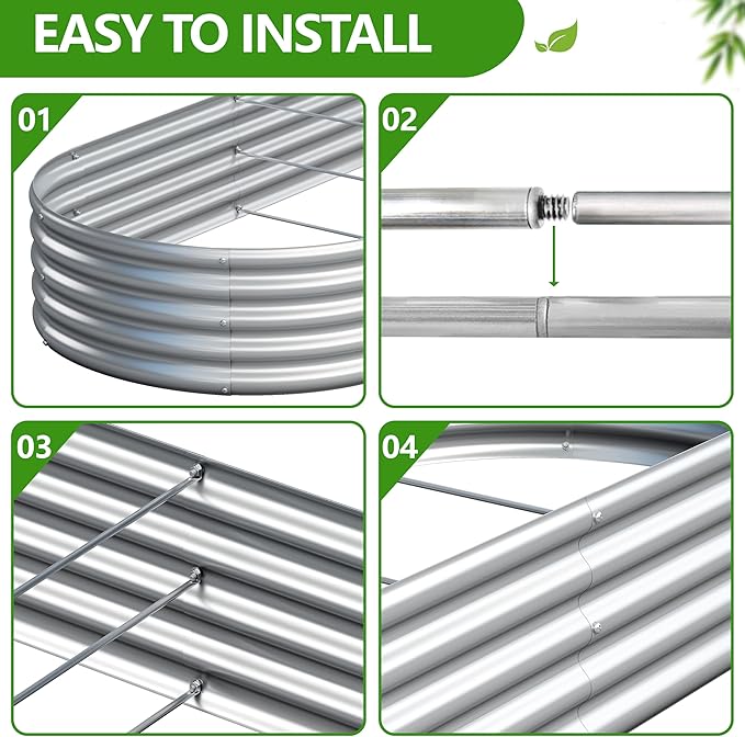 Easllre 2PCS 6x3x1ft Galvanized Metal Raised Garden Bed Kit,Outdoor Planter Box Vegetables,Flowers,Herbs Durable Rust-Resistant Patio Gardening Beds