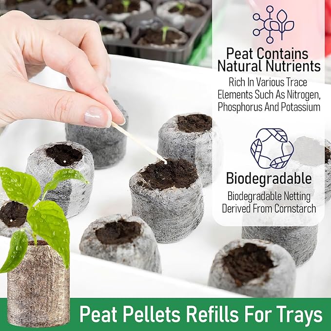 Legigo 50 Pcs 36mm Seed Starter Peat Pellets for Seedlings- Compressed Seed Starter Pods Seed Starting Pellets Plugs Soil Peat Pods for Starting Seeds, Garden Planting Herb Flower Vegetables