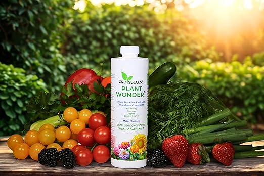 Organic Plant Fertilizer Liquid Concentrate – Plant Food for Indoor & Outdoor Plants, Vegetables & Lawn – Soil Booster with Humic & Fulvic Acid – 16 oz – GroSuccess PlantWonder