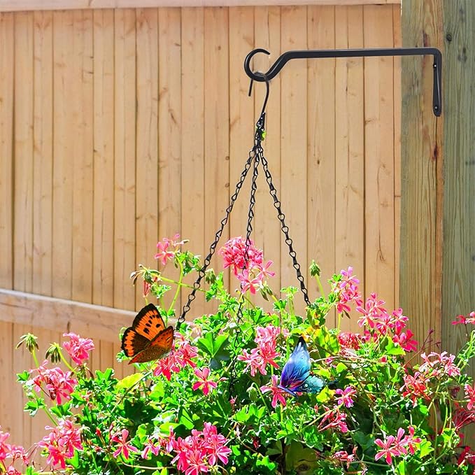 AILIN YELOKIE 12inch 4 Pack Plant Hanger, Sturdy Hanging Plant Hangers Outdoor, Bird Feeder Hanger for Bird Feeders, Planters, Lanterns, Wind Chimes Indoor Outdoor, Upgrade Black